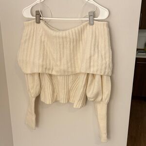 Anthropologie Off-Shoulder Cream Sweater